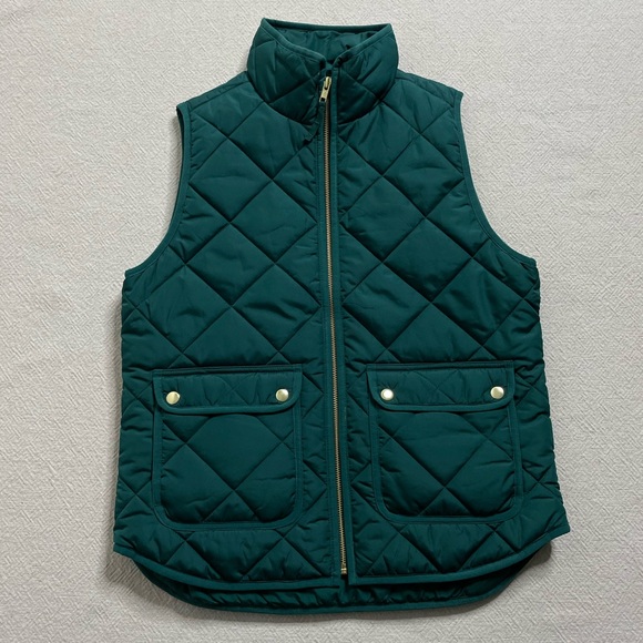 JCREW Excursion PrimaLoft Forest Green Quilted Equestrian Vest S - Picture 2 of 9